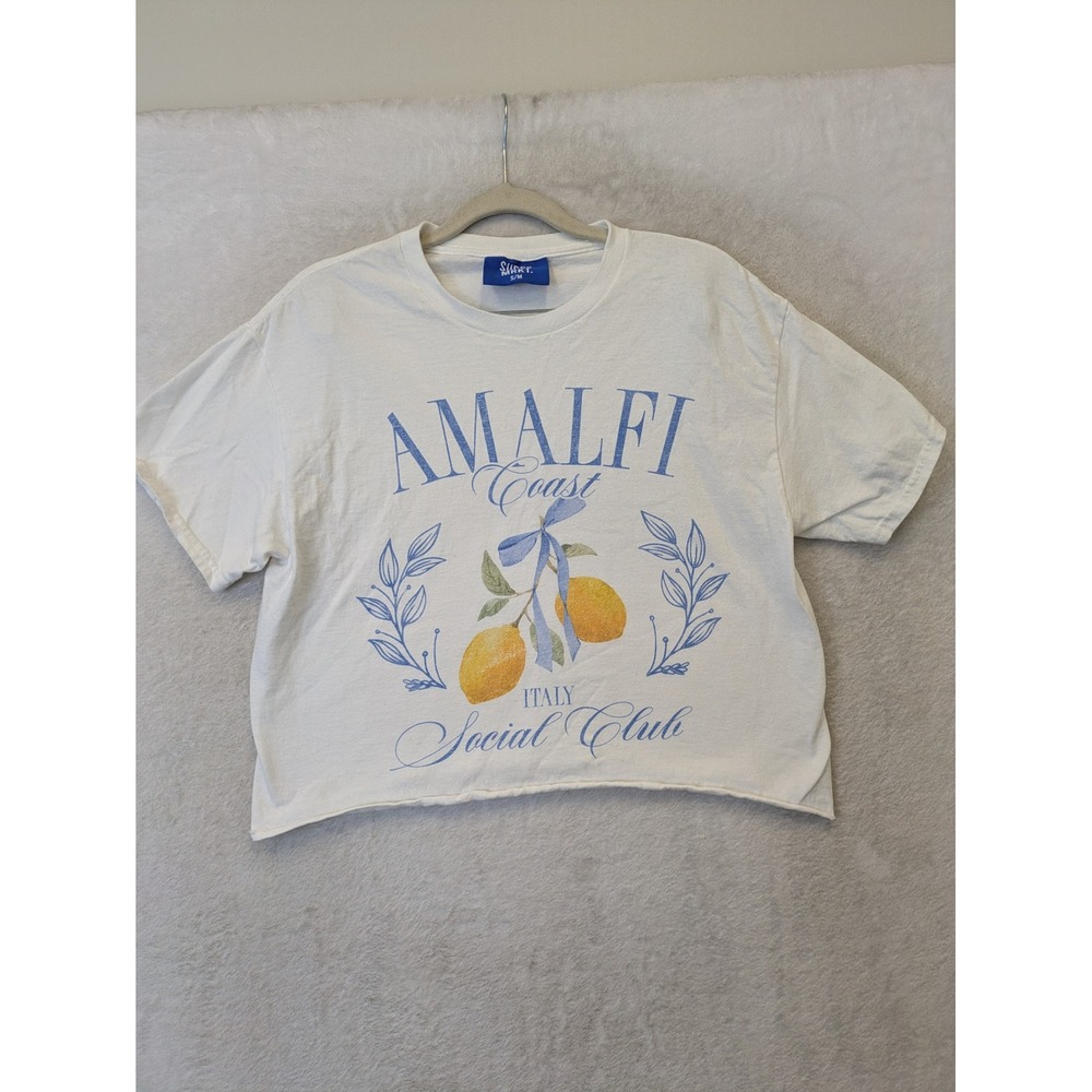Amalfi Coast Graphic Crop Tee - White